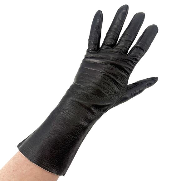 Fownes Accessories - vintage Fownes black leather Fashion Dress Gloves womens 7 small medium washable